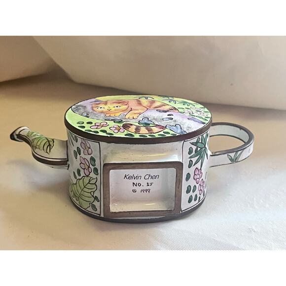 Vintage 1999 Kelvin Chen Copper Miniature Cat Teapot No. 55 - Collectible - Picture 7 of 16